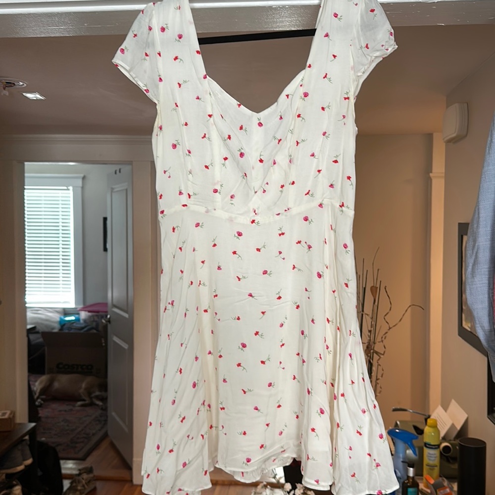 White floral mini dress